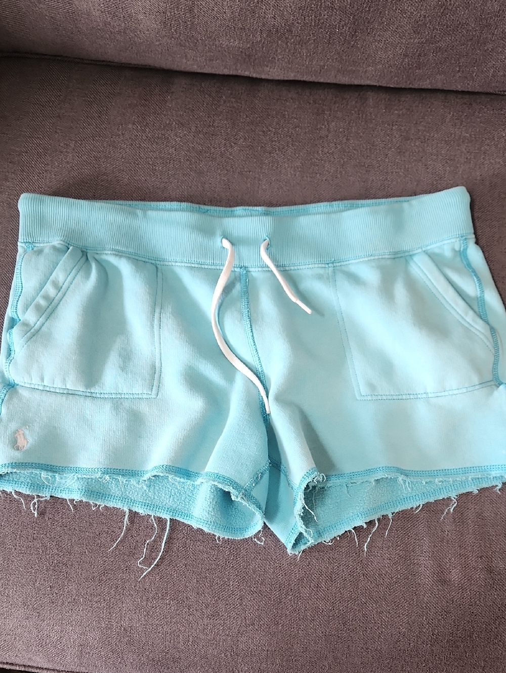 Polo Ralph Lauren Small Petite Light Aqua Women's Lounge Shorts with Drawstring